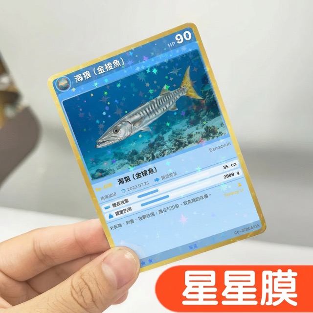A shimmering physical Cardcha fish card