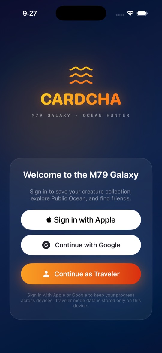 PokiFish - Cardcha login screen